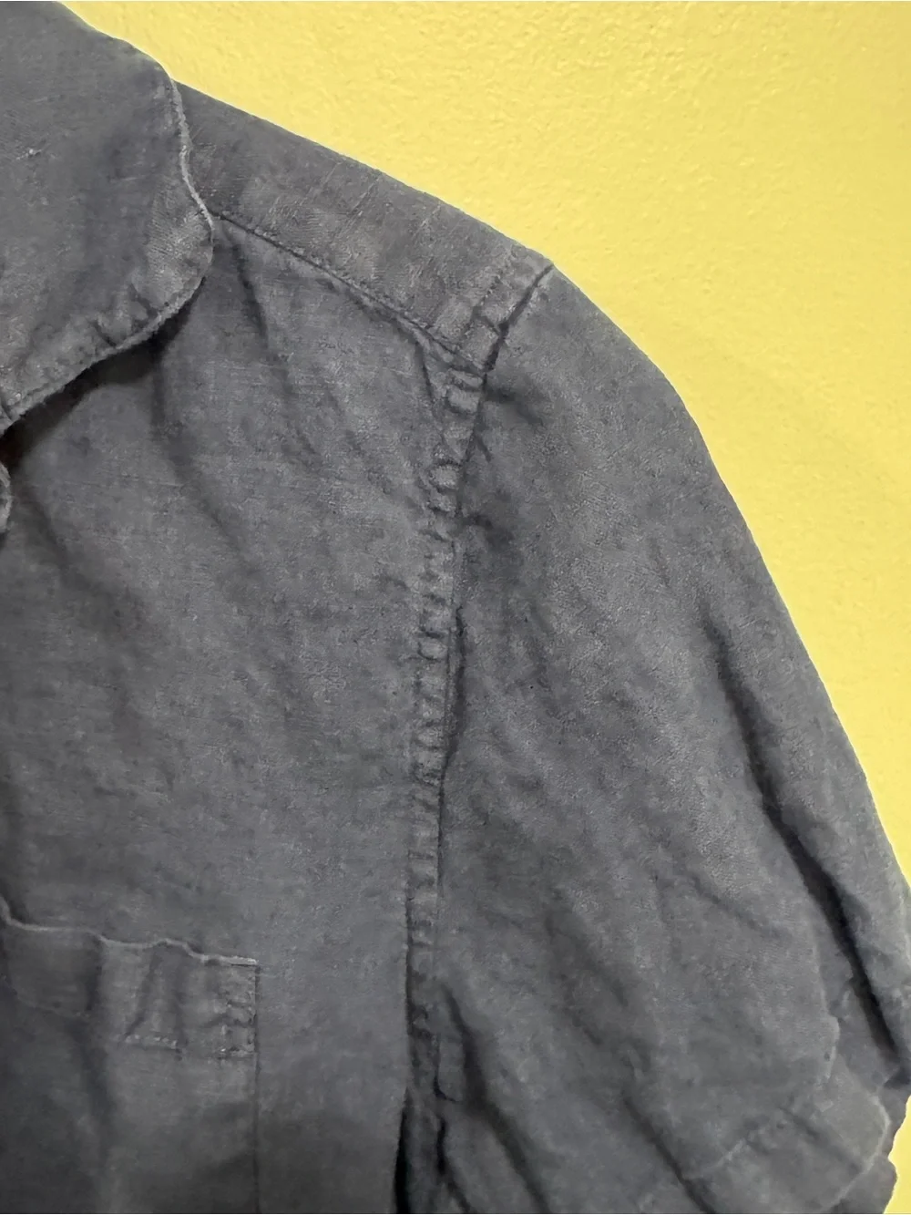 J.Crew Irish Linen Short Sleeve Button Up in Navy